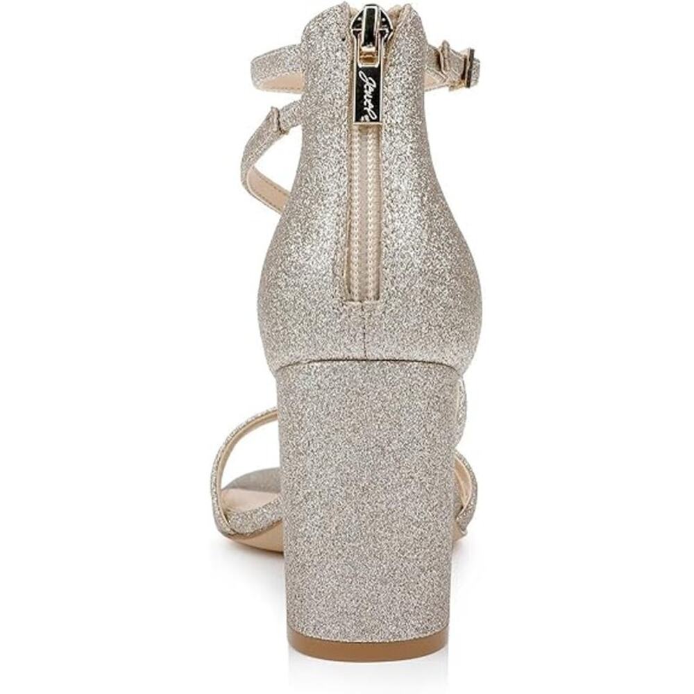 NEW Jewel By Badgley Mischka Devorah Sandals Women's Size 8.5 M Gold Glitter 3" - Picture 2 of 7